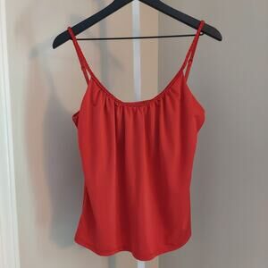 Y2K Vtg NY&Co Braided Spaghetti Strap Top Satin Feel Cheery Red Club